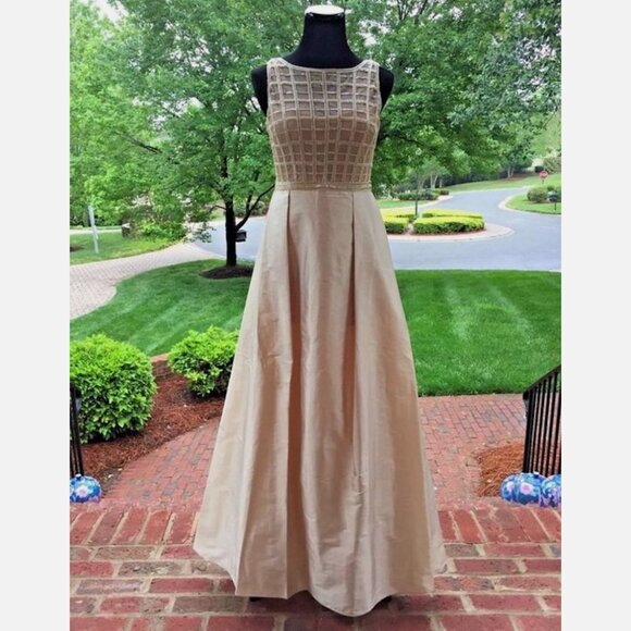 Aidan Mattox Beaded Bodice Taffeta Formal Ball Gown - Picture 2 of 5